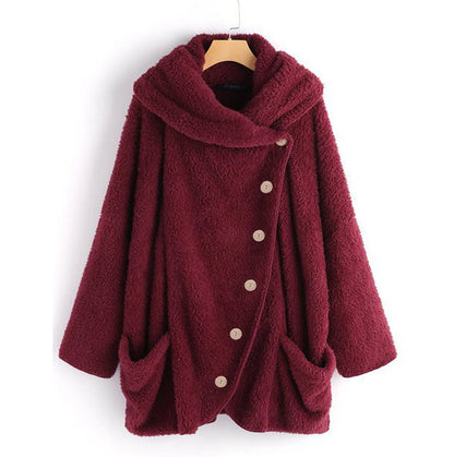 Herbst Wintermantel Frauen warme Teddybär Mantel Woll jacke weibliche Plüsch mantel Kapuzen jacke neue Damen mäntel einfarbige Jacke