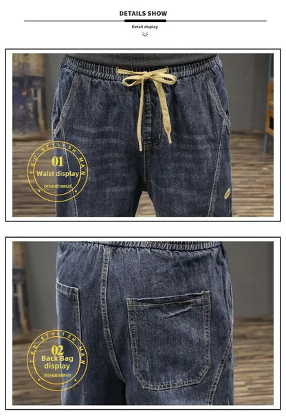 Autumn Winter Men's Trendy Loose-fit Jeans Casual Harem Trousers Long Pants Comfortable Working Clothes.