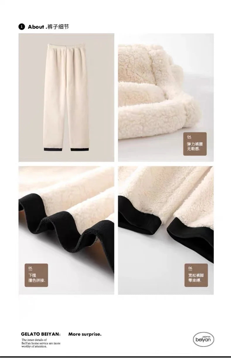 Winter Women Warm Fashion Pajama Sets Sweet   Elegant French Style Girlish Leisure Thicken Flannel Comfort Pajamas.