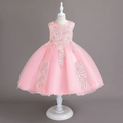 Neue Kinder kleid Spitze Blume Hochzeits kleid weibliche Klavier Performance Kleid Halloween Leistung kurze Mädchen Kleidung.