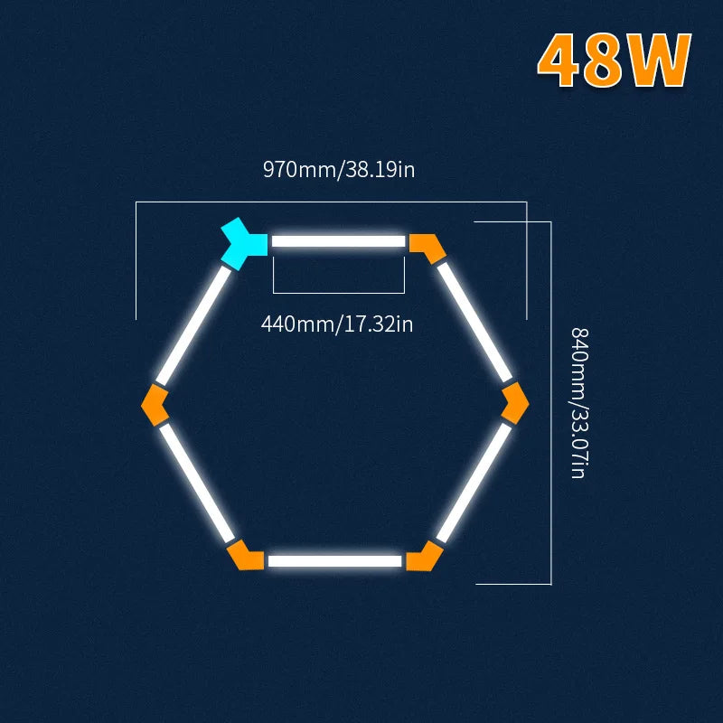 LED Honeycomb Lamp Barbershop Light Hexagon Lights Lamp AC85-265V Led Tube Ceiling Lighting For Car Detailing Workshop.
