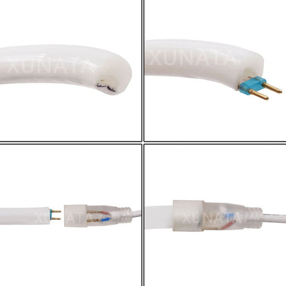 220V Neon LED Strip Light 360 Degree Round Tube Red/Green/Blue/Warm White Flexible Rope 120Leds/m Waterproof EU Plug Home Decor.