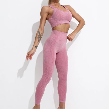 2/4PCS Summer Seamless Yoga Set Women Workout Clothes Sports Bra Short Sleeve Crop Top High Waist Legging Fitness Sports Suits.