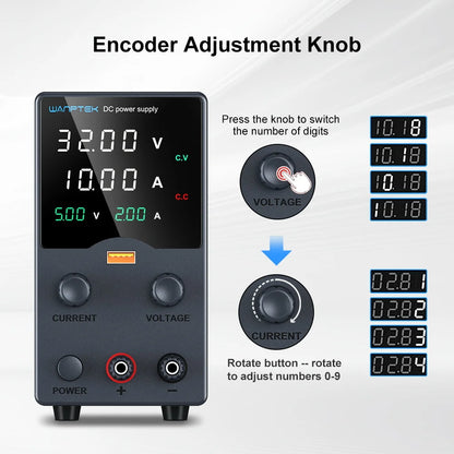 Wanptek Adjustable DC Power Supply 30V 10A LED Lab Bench Power Source Stabilized Switch Power Supply Voltage Regulator 60V 5A.