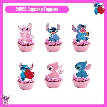 Disney Lilo und Stitch Party Dekoration Geschirr rosa Stitch alles Gute zum Geburtstag Party Thema liefert Ballon Hintergrund Tasse Teller