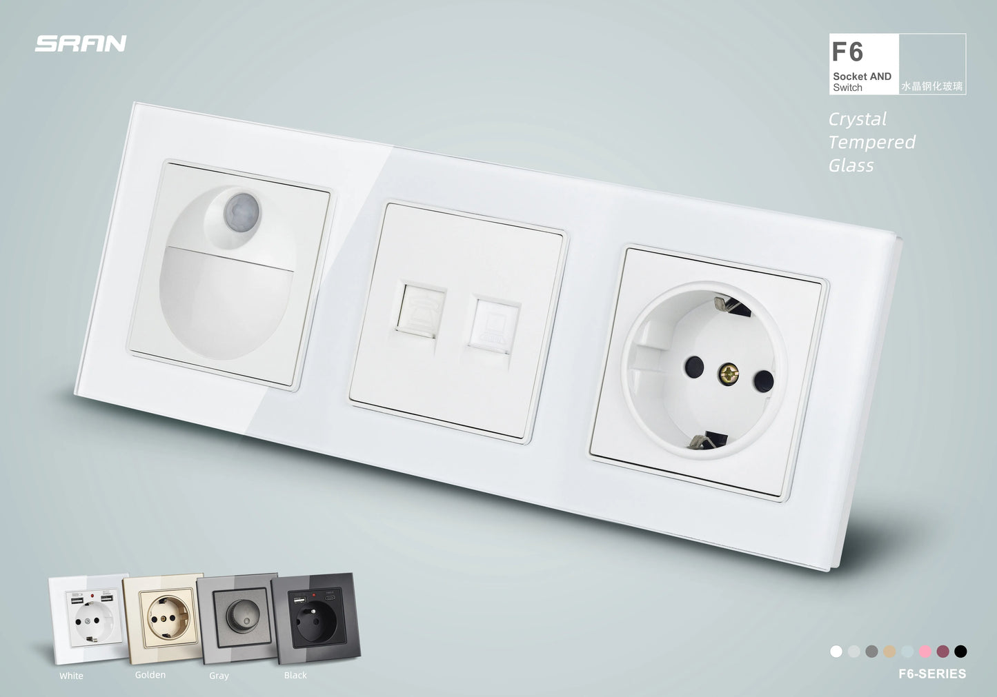 SRAN Smart Switch mit Wandsteckdose 16A EU, Tuya Smart Life Home Touch Sensor WiFi Lichtschalter Weiß