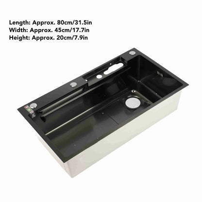 Intelligente Küchenspüle aus Edelstahl, verdickte gebürstete Oberfläche, großes Fassungsvermögen, Waschbecken mit Digitalanzeige, Küchenspüle