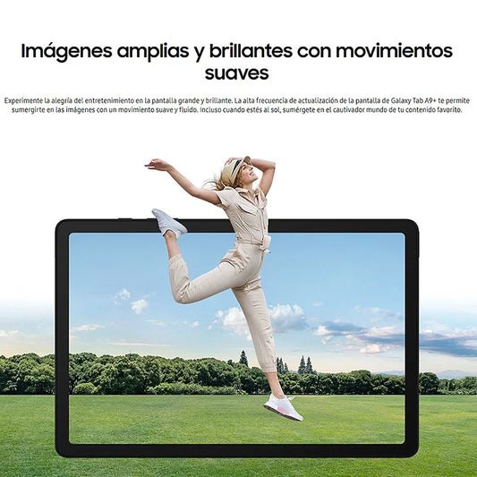 Samsung Galaxy Tab A9+ WI-FI, Tablet, Octa-Core, 8 MP Camera, 11 in, 7040 mAh battery.