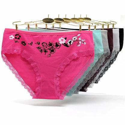 Underwear Women Panties Cotton Mid Rise Butterfly Soft Sexy Briefs Ladies Knickers Plus Size for Women 3 Pcs/lot