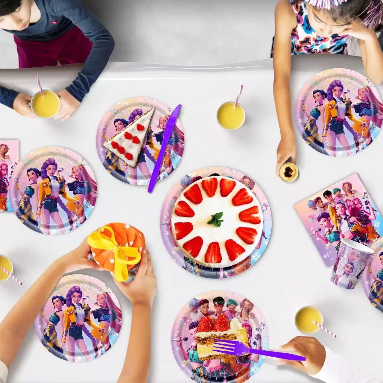 Neue Kpop Dämon Jäger Thema Einweg Geschirr Set Party Liefert Huntrix Saga Jungen Kuchen Topings Geburtstag Party Dekoration.