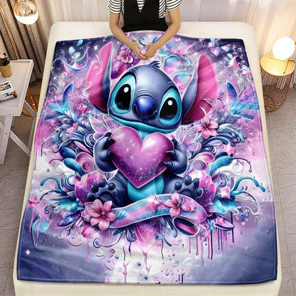 Lilo & Stitch, Stitch Printed Sofa Soft Warm Flannel Throw Blanket.Office,Camping,Picnic,Outdoors,Nap Cape,Bedroom Blankets..