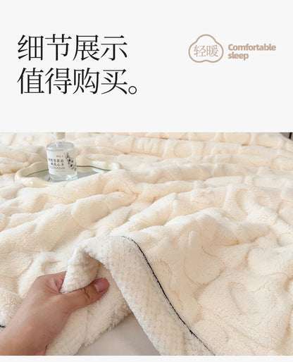 Heart Pattern Coral Fleece Blanket Autumn Winter Double Layer Thicken Warm Plush Blanket for Bed Fluffy Soft Sofa Throw Blankets.