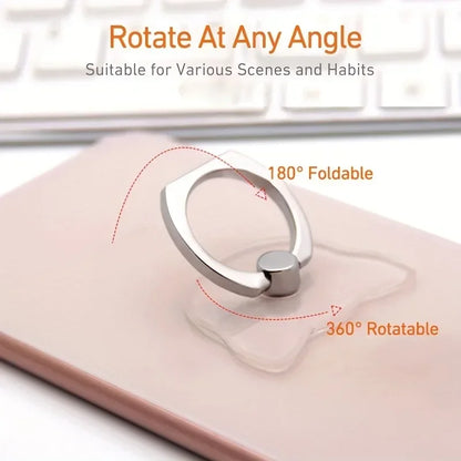 Transparent Cute Animal Round Phone Stand Foldable 360 Rotating Mobile Phone Ring Holder Smart Phone Accessories.