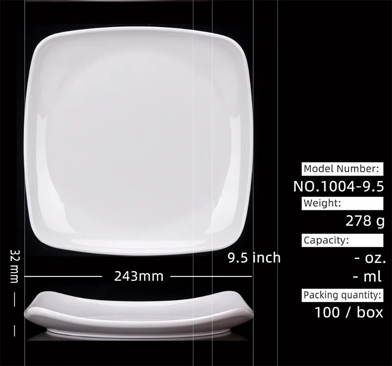 Melamine White Dinner Plate Fast Food Square Dishes School Rice Meal Serving Trays Cheap Hotel Table Decoration and Accessories.