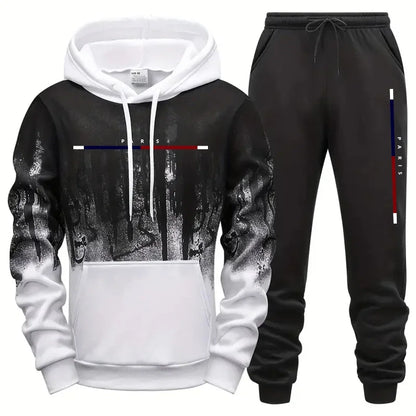Paris Mode Herren Kapuzen-Trainingsanzug 2-teiliges Set Hochwertiger männlicher täglicher lässiger Sport-Jogginganzug Home Outdoor Hoodie Outftis.
