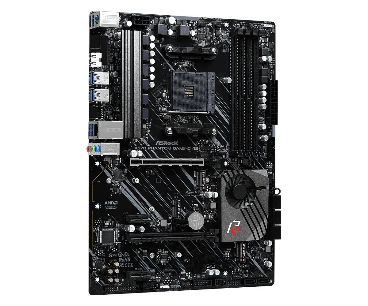X570 Motherboard ASROCK X570 Phantom Gaming 4S Socket AM4 4×DDR4 128GB PCI-E 4.0 SATA III HDMI ATX For Ryzen 5000 G-Series cpu.