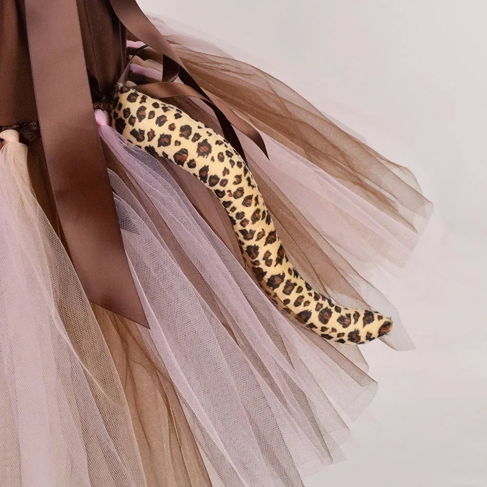 Halloween Tier Cosplay Kostüm für Kinder Wald Thema Kühe Tiger Giraffe Leopard Zebra Tutu Kleider Performance Tanz Sets