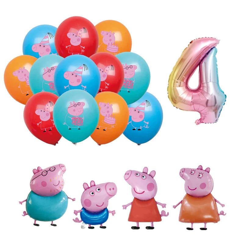 Cartoon Peppaed Schweine Geburtstag Party Dekoration George Seite Pappteller Einweg Geschirr Ballon Für Kind Event Liefert