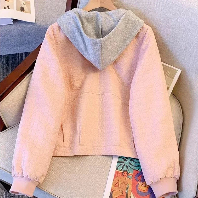 Frühling Herbst Damen Bomberjacken mit Kapuze, kurz, Vintage-Angebot, neu in Outerwears, weibliche Baseball-Fliegermäntel, eleganter Verkauf.