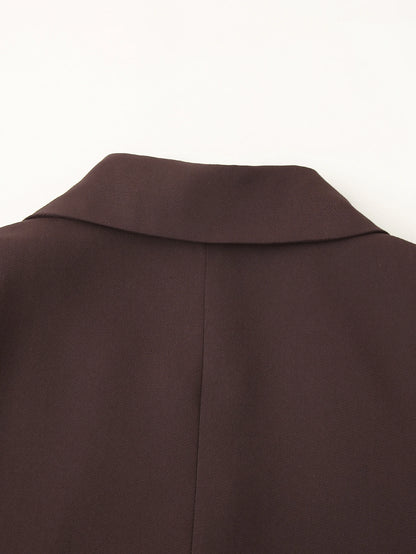 TRAFZA Frauen Elegante Feste Revers Zwei Tasten Anzug Jacke Mode Lange Hülse Dünne Kurze Mäntel 2024 Neue Casual Büro Dame Blazer.