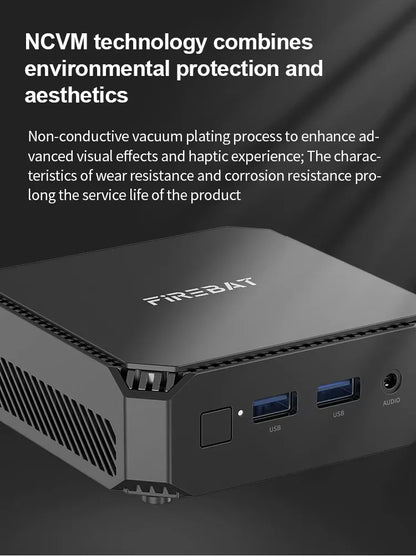 FIREBAT T2 Mini PC Intel N150 CPU Windows 11 DDR4 16GB RAM 512GB SSD WIFI5 BT4.2 Desktop Mini Computer For Work/Entertainment.