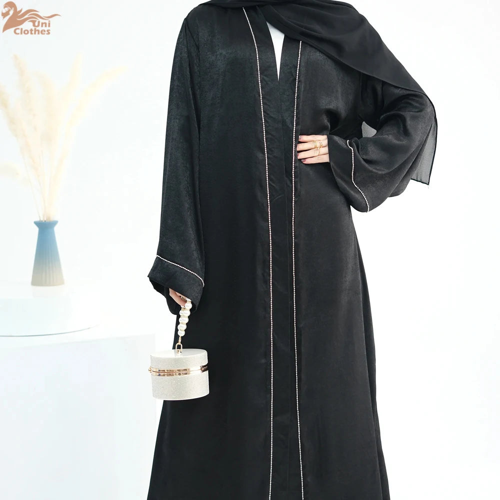 Ramadan Women's Galabiyas Solid Open Kaftan Dubai Abaya Dress Turkey Kimono Long Cardigan Fashion Muslim Islamic Clothing.