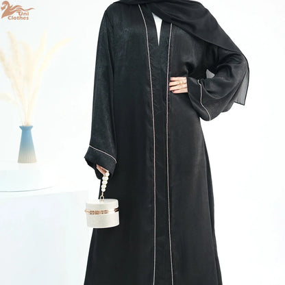 Ramadan Women's Galabiyas Solid Open Kaftan Dubai Abaya Dress Turkey Kimono Long Cardigan Fashion Muslim Islamic Clothing.
