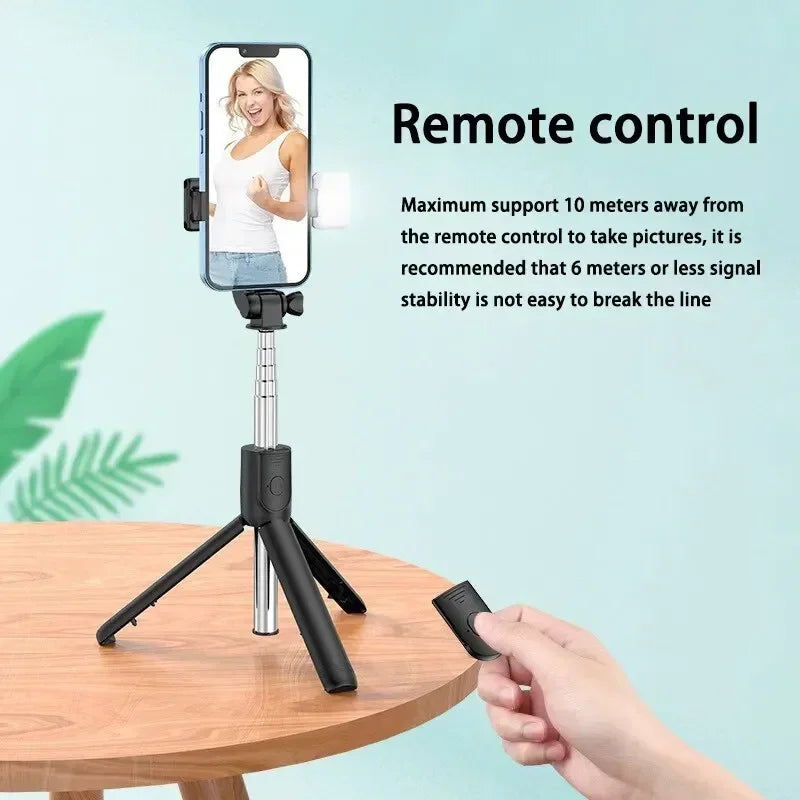 Selfie Stick Telescopic Travel Handheld Tripod Portable Phone Stand [700mm] Bluetooth Remote Extendable Phone Tripod.