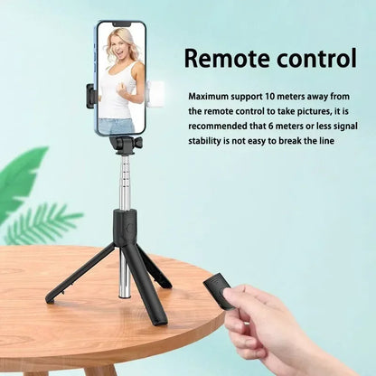 Selfie Stick Telescopic Travel Handheld Tripod Portable Phone Stand [700mm] Bluetooth Remote Extendable Phone Tripod.