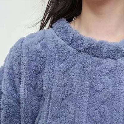 Winter-Pyjama-Set, stilvolles Winter-Pyjama-Set für Damen, warmer Plüsch, 2-teilige Nachtwäsche, bequeme Pullover-Hose für den Herbst.