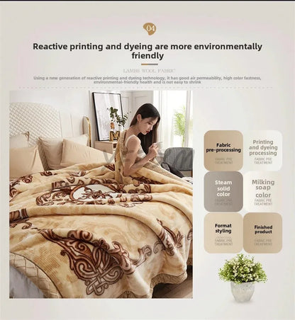 New Warm Weighted Blankets for Beds High End Thicken Warmth Raschel Blanket for Winter Autumn Double Side Plush Comforter Quilt