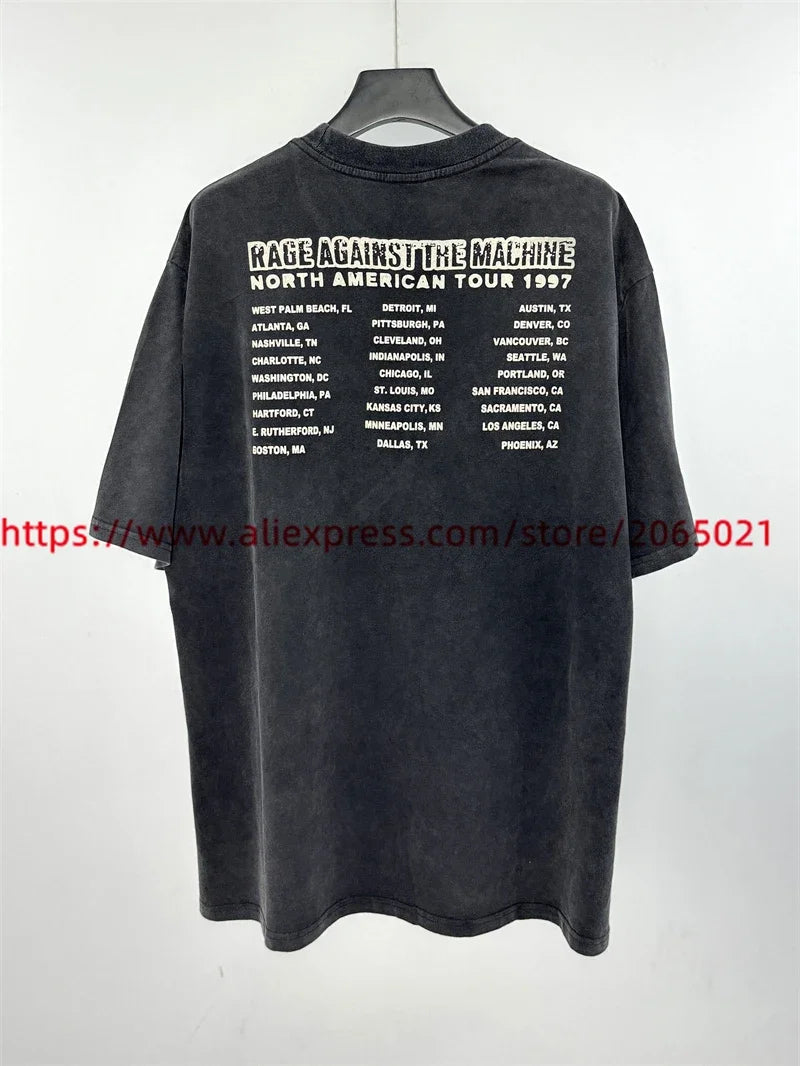 SAINT Vintage NIN Nine-inch Nail T-Shirts Best Quality Vintage Washed T Shirt Tee Tops