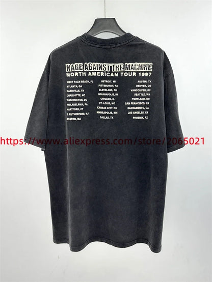 SAINT Vintage NIN Nine-inch Nail T-Shirts Best Quality Vintage Washed T Shirt Tee Tops