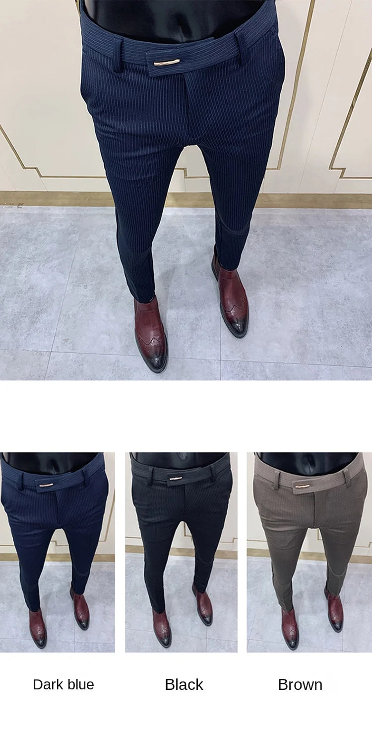 Men Suit Pants Dress Pantalone Hombre Stretch Slim Formal Trousers Calça Masculina Solid Color Casual Pants Fashion Men Clothing.
