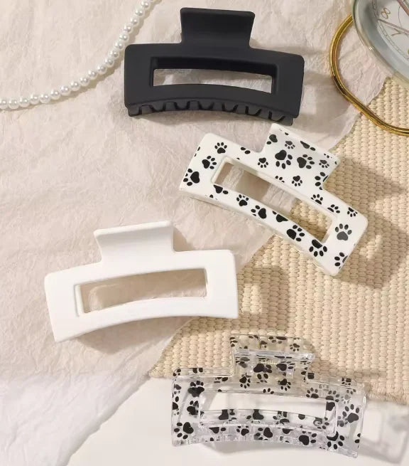 4 Pcs Pink Large Hair Claw Clips 3.4" Non-slip Big Square Matte for Women Girls, Strong Hold Banana Clips for Thick Thin Hair.