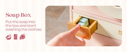 Robotime Robud Kids Corner Kitchen Playset Wooden Play Kitchen Set with Realistic Sound Pretend Play Gift for Boys Girls Pink.