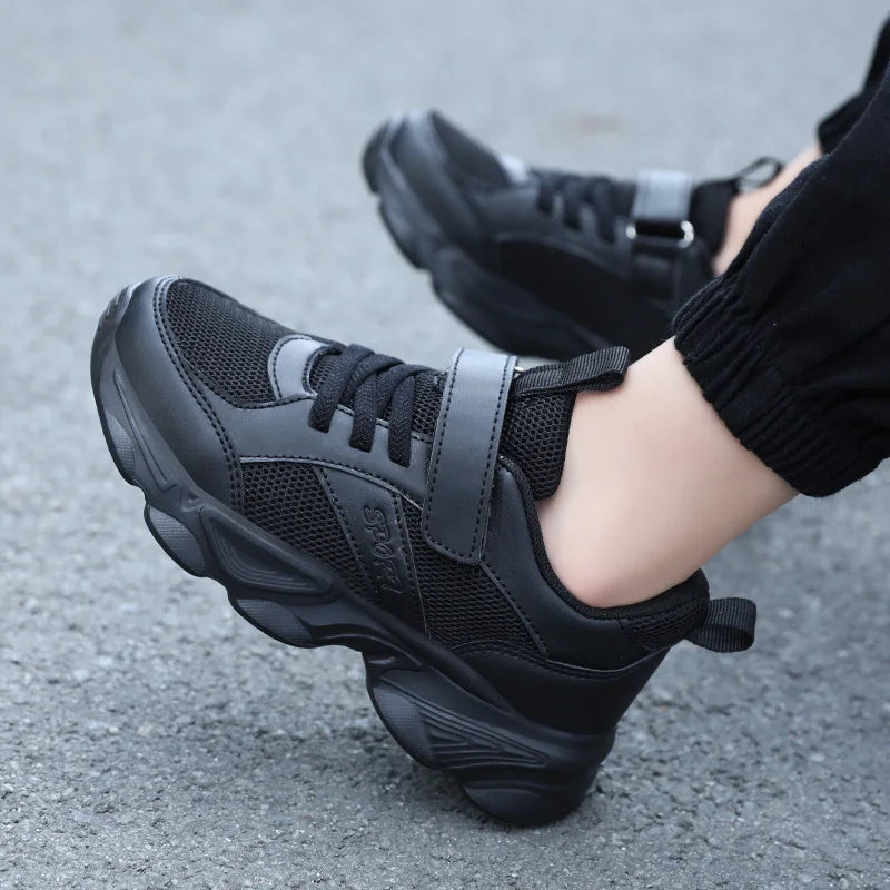 Children's Fashion Sports Shoes Breathable Student Black School Walking Shoes Anti-skid Boys& Girls Casual Running Sneaker