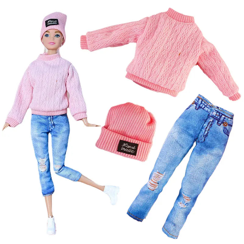 NEW 25 Style Doll Clothes Outfits Pink Winter Sweater Coat Dress Pant Costume Doll House Accessories Christmas Girls Gift.