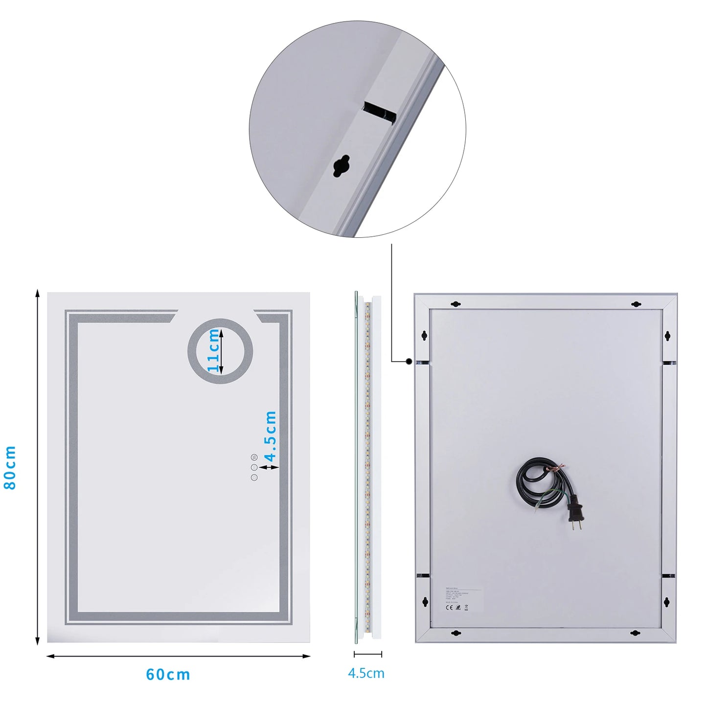 LUVODI LED-Spiegel für Badezimmer, Wandmontage, Vergrößerungsspiegel für Waschraum, Toilette, Dusche, Waschtisch, Make-up, Rasierspiegel