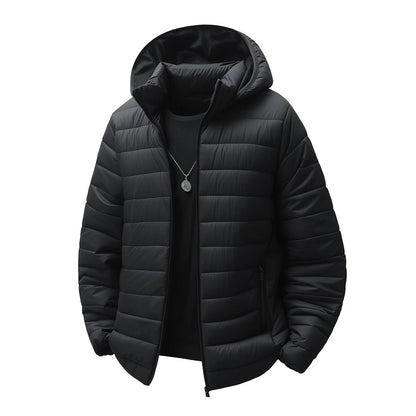 New Winter Fleece-Lined Thickened Cotton Coat Business-Casual Windproof Warm Lightweight Fashionable Hooded Jacket Sports Jacket