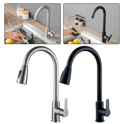 2025New Modern Stainless Steel 360° Rotating Telescopic Faucet Stainles Steel Is More Durable Kitchen Sink Bathroom Basin Faucet