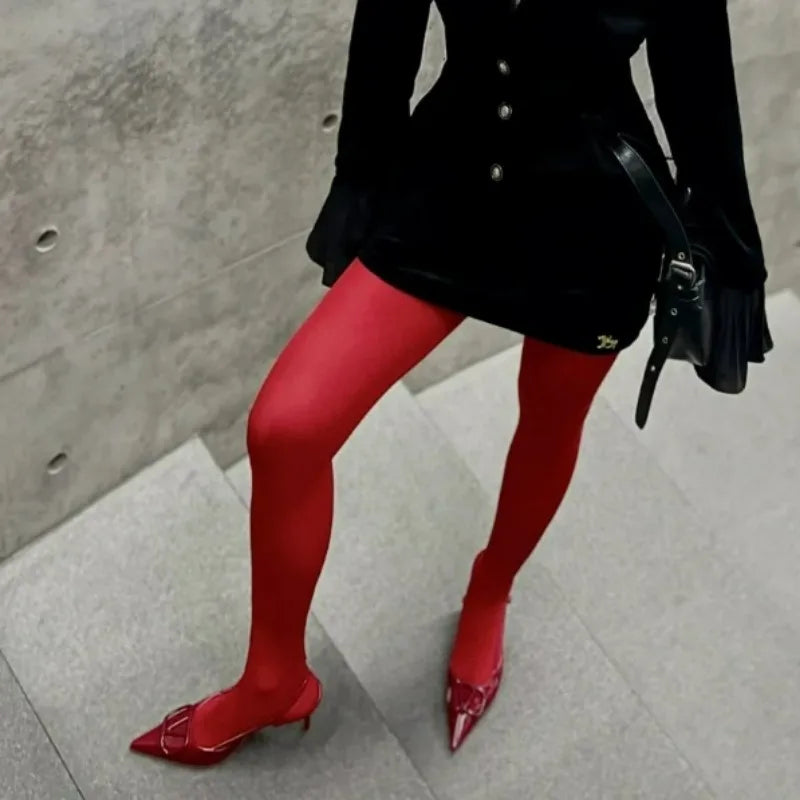 1/2Pcs Wine Red Stocking Tights Women Vintage Sexy Burgundy Thin Thick Super Elastic Anti-Hooker Senior Pantyhose Long Socks