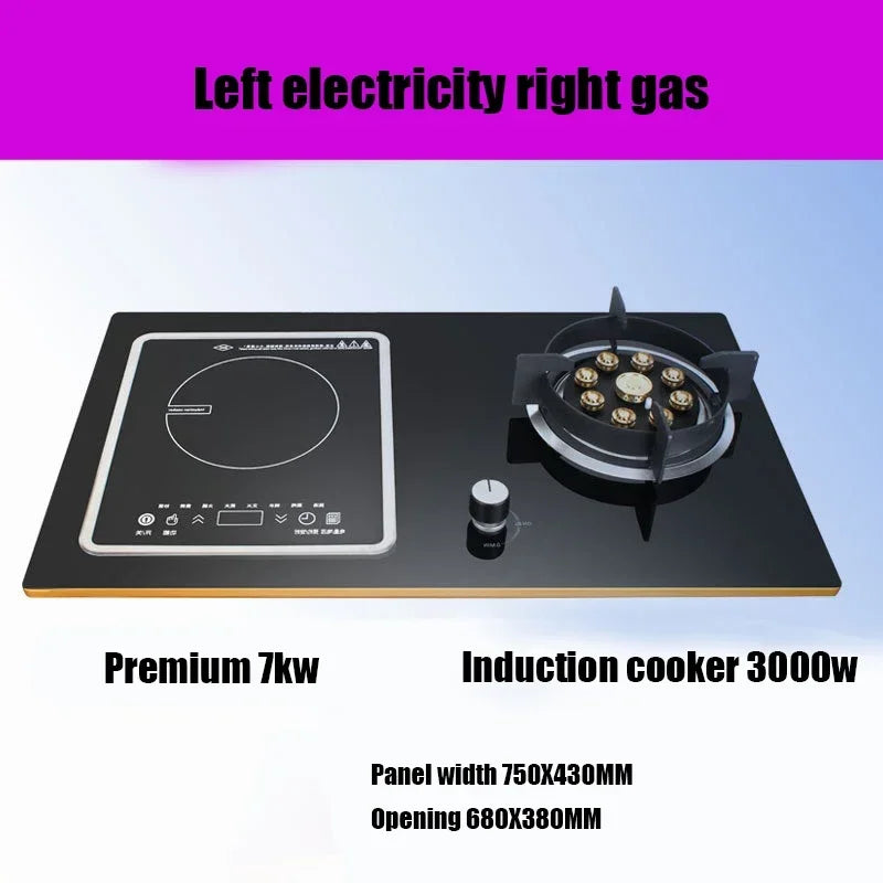 7.0KW Household Single-Burner Gas Stove/Single Induction Cooker/Electric Dual Purpose Stove/Toughened Glass Panel