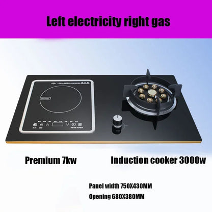 7.0KW Household Single-Burner Gas Stove/Single Induction Cooker/Electric Dual Purpose Stove/Toughened Glass Panel