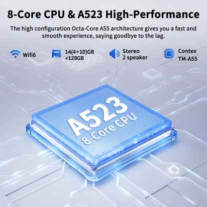 URAO C108 10 Inch Tablets Android 14 A523 Octa Core Tablet 14GB+128GB 1 TB Expansion WiFi 6 5MP+8MP Camera Keyboard Mouse Set.