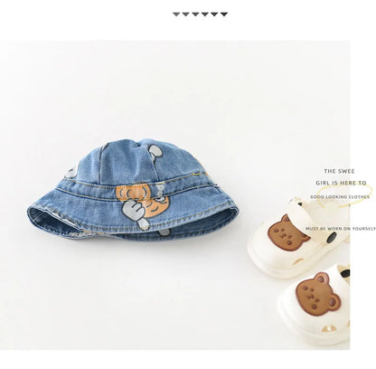 2 Stück Sommer Kinder Baby Denim Bodysuit und Mützen Anzüge einteilige Unisex Kleinkind Jungen Mädchen weiche Jeans Kleidung Jeans Sprung anzüge.