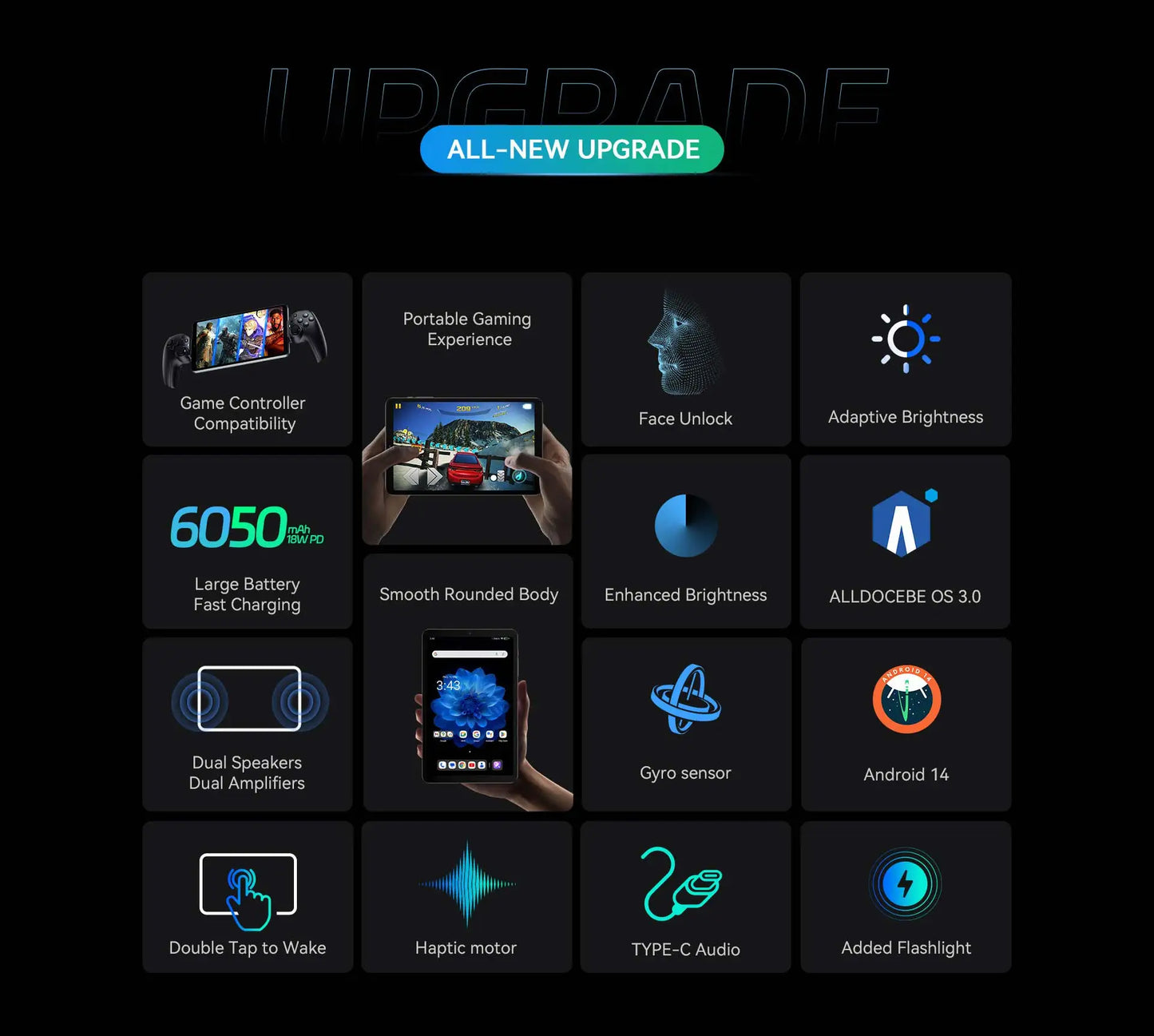 ALLDOCUBE iPlay60 Mini Pro Tablet 8.4" Display Helio G99 16GB(8GB+8GB Virtual)RAM 128/256GB ROM 4G LTE 6050mAh Android 14.