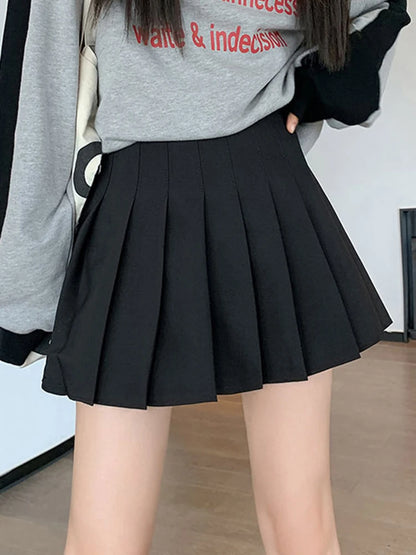 Zjaiss White Women Plus Size Pleated Skirts Summer High Waist Zipper Girls Dancing JK Black Fashion Student A Line Mini Skirts.
