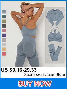 Seamless Yoga Set Gym Clothes Women's Sportswear Yoga Suits Women Fitness Set Tracksuits Sports Outfits Long Sleeve Gym Leggings.