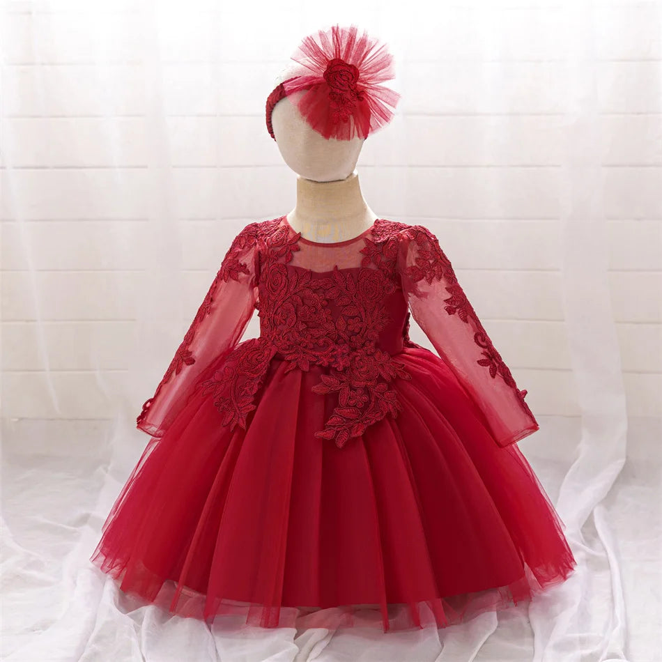 Kleinkind Rot Pailletten Mesh Kleid Mädchen Baby Einfarbig Neue Jahr Party Formale Kostüm Leistung Prinzessin Kleid Geburtstag Kleidung